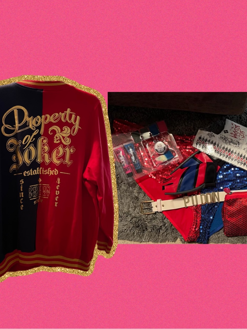 Harley Quinn, Suicide Squad,’Property of Joker’ Halloween Costume w/accessories